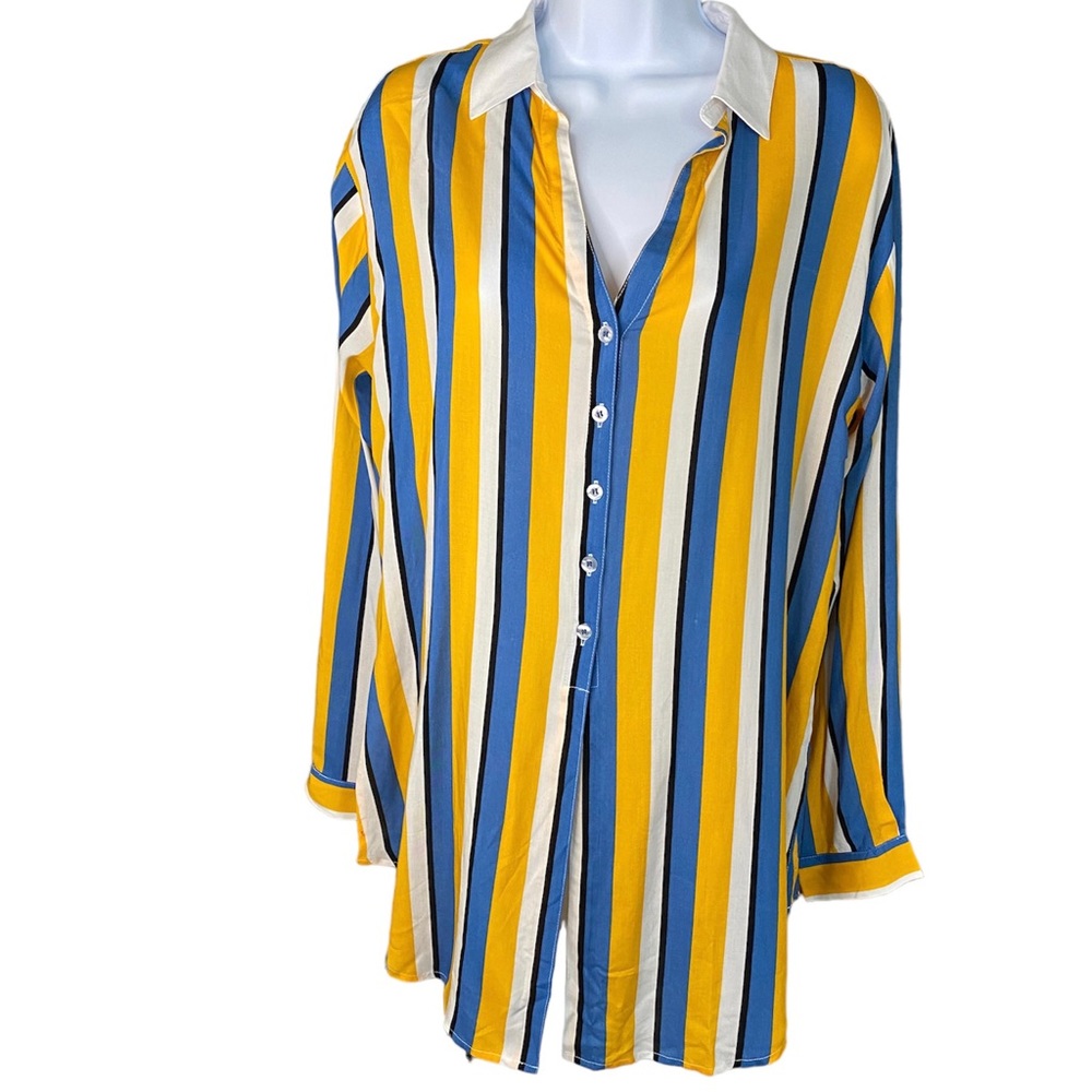 Kori America Button Down Striped Top